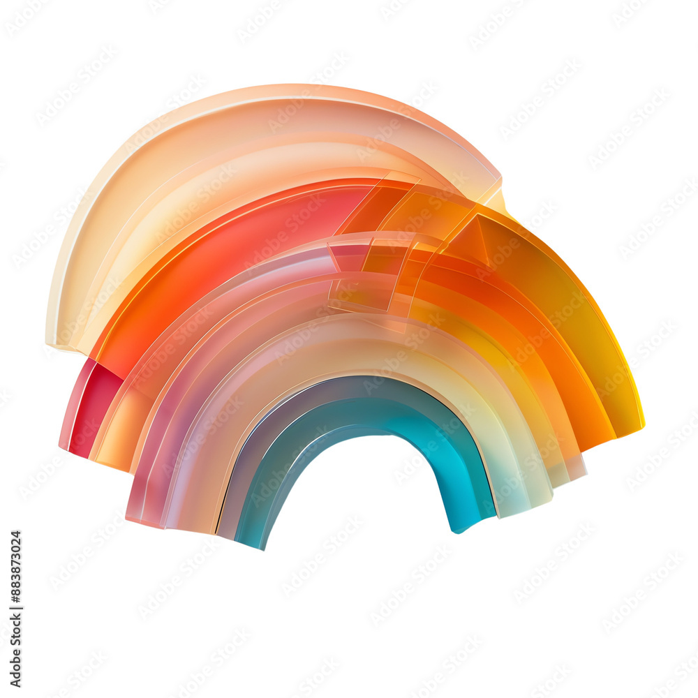 Poster abstract colorful rainbow-shaped digital art with smooth gradients and vibrant hues, creating a dyna