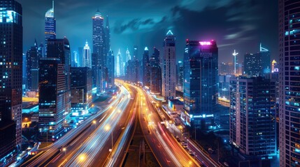 Obraz premium A smart city lighting system with energy-efficient LEDs and motion sensors