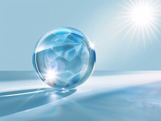 a clear ball with a light shining through it
