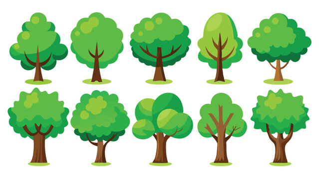Trees collection in flat style