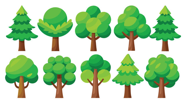 Trees collection in flat style