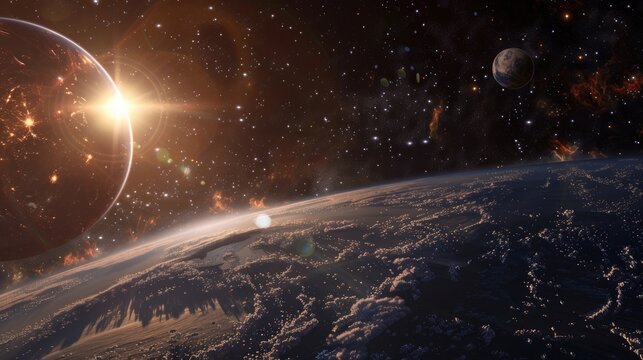 A virtual reality space exploration experience with realistic planet simulations