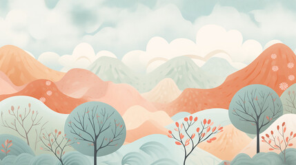 landscape with mountains and clouds