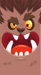 Cartoon funny werewolf character for Halloween design. Vector isolated