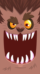 Cartoon funny werewolf character for Halloween design. Vector isolated