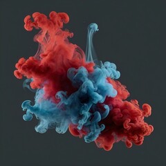 Red and blue smoke isolated on transparent background.