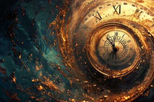 A person gazing at a spiral formation in the sky with wonder, Time machine indulged in the world of unknown, AI generated