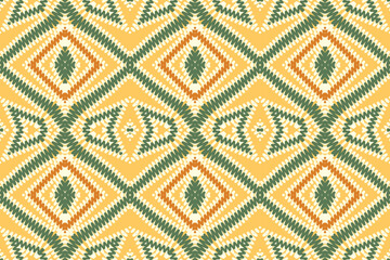 Seamless Ethnic Pattern Design. Ethnic Oriental Ikat Pattern Traditional Design. Ethnic Oriental Pattern Traditional Design for Background, Carpet, Clothing, Wrapping, Fabric, Embroidery