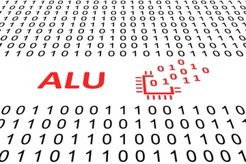 ALU concept binary code 3d illustration