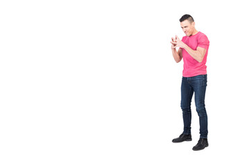 Fototapeta premium Evil guy looking at camera isolated on white background