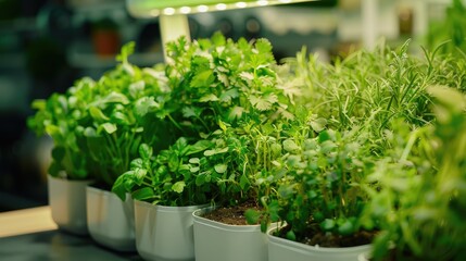 Fototapeta premium An indoor smart herb garden kit with automated watering and nutrient delivery