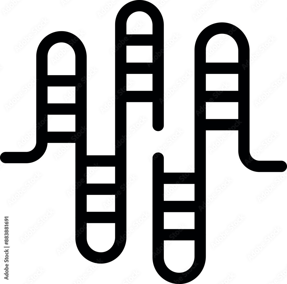 Poster simple line icon of a dna sequence forming the shape of a sound wave