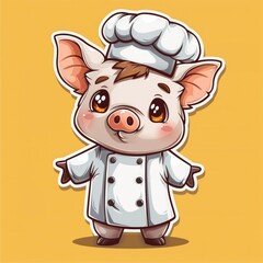 Fototapeta premium A pig in a mail carrier outfit sticker, full body, delivery gear, sticker art design