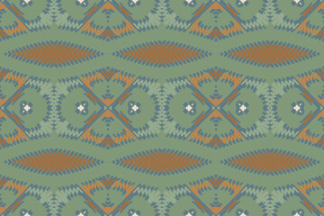 Seamless Ethnic Pattern Design. Ethnic Oriental Ikat Pattern Traditional Design. Ethnic Oriental Pattern Traditional Design for Background, Carpet, Clothing, Wrapping, Fabric, Embroidery