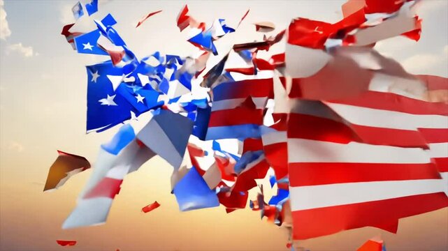 America 3D text typography with American flag font cinematic Generative AI