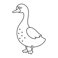 outline cartoon goose isolated