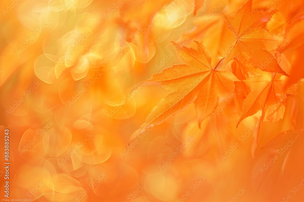 Aufkleber close-up of orange maple leaves with a soft, blurred background creating a warm and inviting autumna