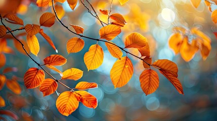 colorful autumn leaves with blurred background