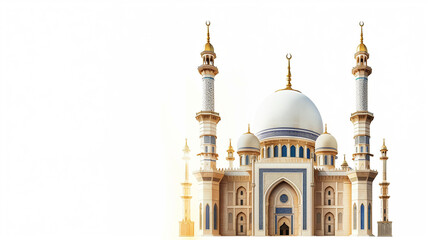 Obraz premium A vector of beautiful mosque isolated in white background.