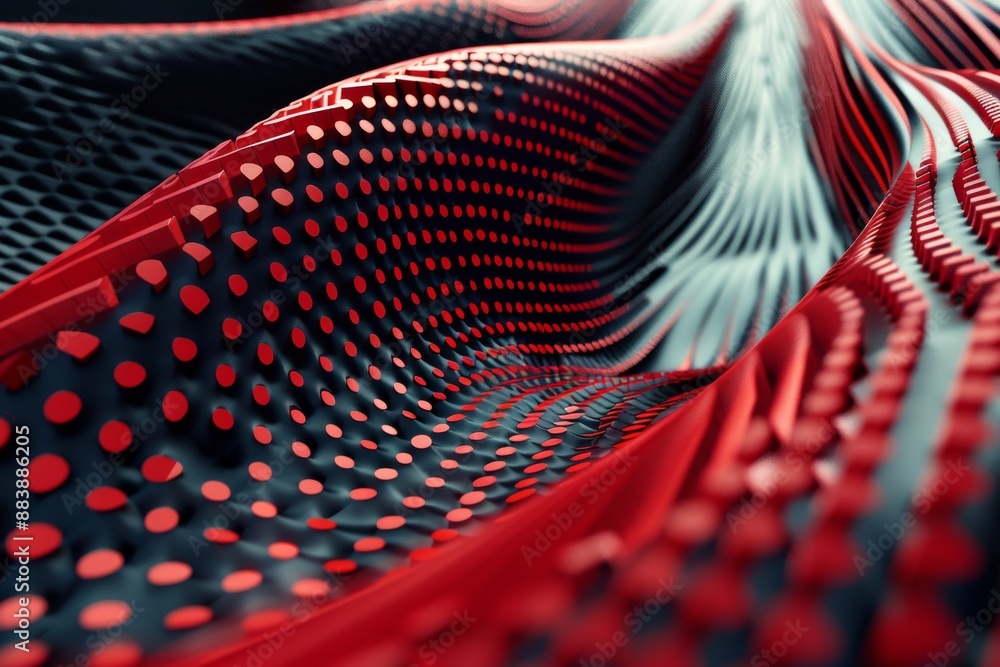 Poster a close-up of a red and black abstract pattern with a wavy texture