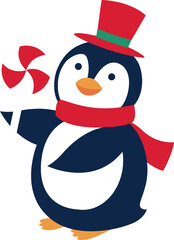 Cute Christmas penguin vector.
Isolated flat style christmas penguin svg