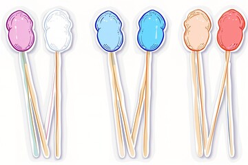 Colorful cotton earbuds, illustration on a white background.