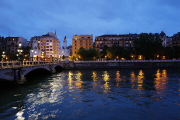 Urumea river flowing through San Sebastian, Spain