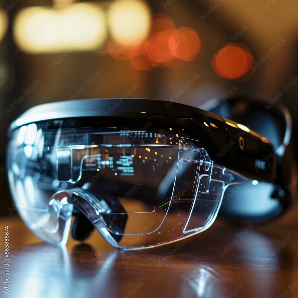 Aufkleber smart glasses with augmented reality capabilities showing additional information, ai generated