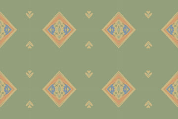 Seamless Ethnic Pattern Design. Ethnic Oriental Ikat Pattern Traditional Design. Ethnic Oriental Pattern Traditional Design for Background, Carpet, Clothing, Wrapping, Fabric, Embroidery