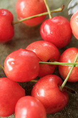 クローズアップしたさくらんぼ
