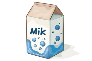 Fototapeta premium Milk packaging illustration, isolated on white, hand drawn