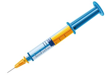 Syringe for injection on a white isolated background.