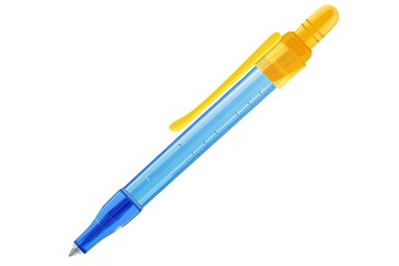 Naklejka premium Blue ballpoint pen, office tool cartoon