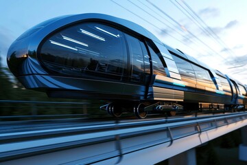Obraz premium Futuristic monorail traveling at high speed train , AI generated