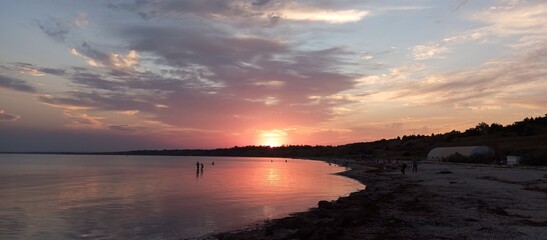 sunset over the river