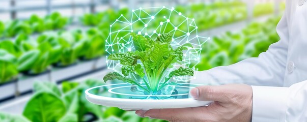 Holographic agricultural planning, digital farm management, futuristic crop rotation, advanced farming techniques