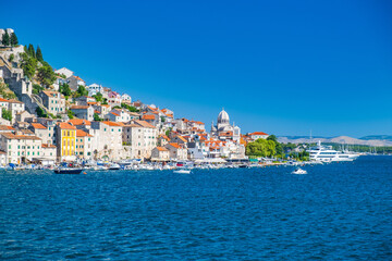 Naklejka premium Old town Sibenik on Adriatic sea, Dalmatia, Croatia
