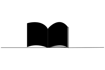 Open book silhouette vector art illustration and isolated outline book icon