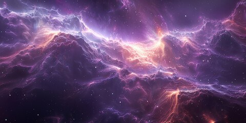 宇宙に輝く星々と紫の光の背景