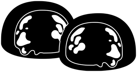 japan illustration daifuku silhouette dessert logo japanese icon mochi outline food sweet delicious traditional cream soft fruit rice asian shape confectionery tasty asia for vector graphic background