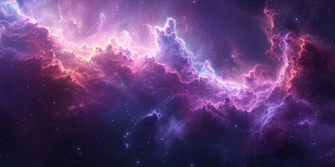 宇宙に輝く星々と紫の光の背景