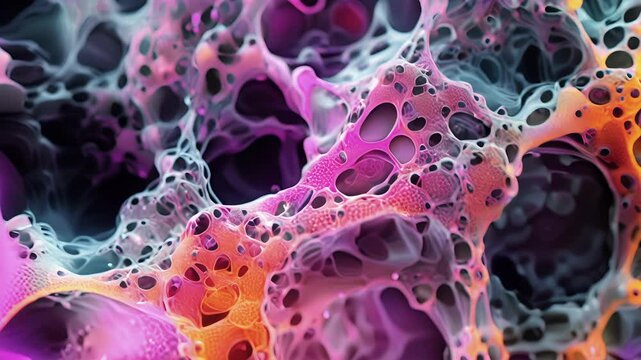 This high resolution image reveals the microscopic structure of osteocytes showing them interconnected through canaliculi to allow for nutrient and waste exchange.