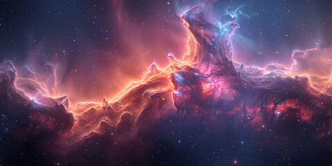 Fototapeta premium 宇宙に輝く星々と紫の光の背景