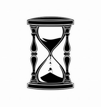 recommend clip art: empty hourglass icon, simple line art black and white drawing on solid background