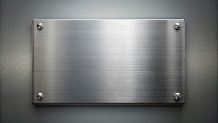 Metal plate on gray background. rendering mock up, metal, plate, gray, background,rendering, mock...