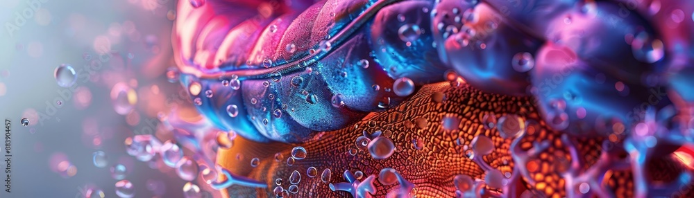 Poster vibrant close-up of colorful abstract texture with bubbles and intricate patterns, showcasing vivid 