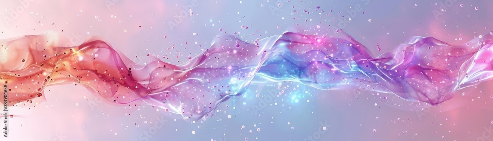 Aufkleber abstract colorful wave of pink and purple hues on a soft pastel background with light sparkles, crea