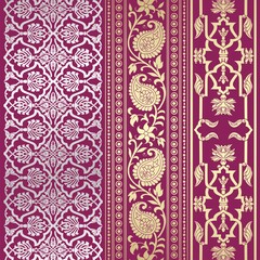 wedding card design, traditional paisley floral pattern , royal India	