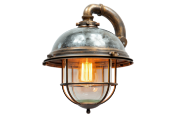 An industrial-style solar wall sconce, providing functional lighting with a modern edge. Isolated on white background