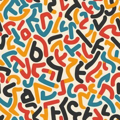 Abstract seamless pattern with colorful shapes and lines